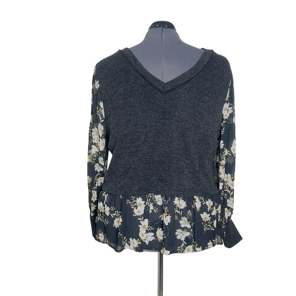 Maurices Knit Floral Layered Blouse (Size 2X) - Picture 3 of 8
